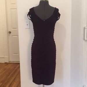 Eggplant purple fitted size 4 cache midi dress